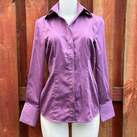 Banana Republic Elegant Purple Women's Button Down Shirt Size 6 Stretch - Picture 1 of 12